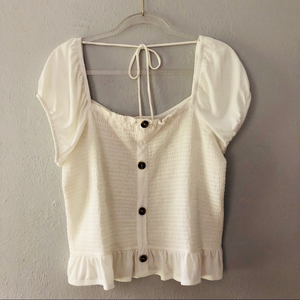 No Boundaries. Cream Boho Crop Top